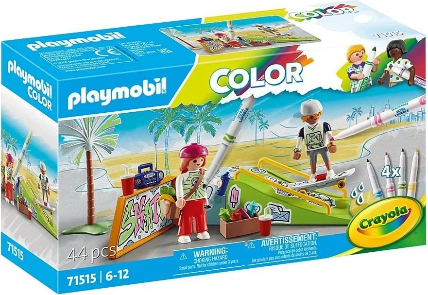 Set figurina Playmobil Color 71515 Skatepark me mjete ngjyrosjeje, 44 pjesë