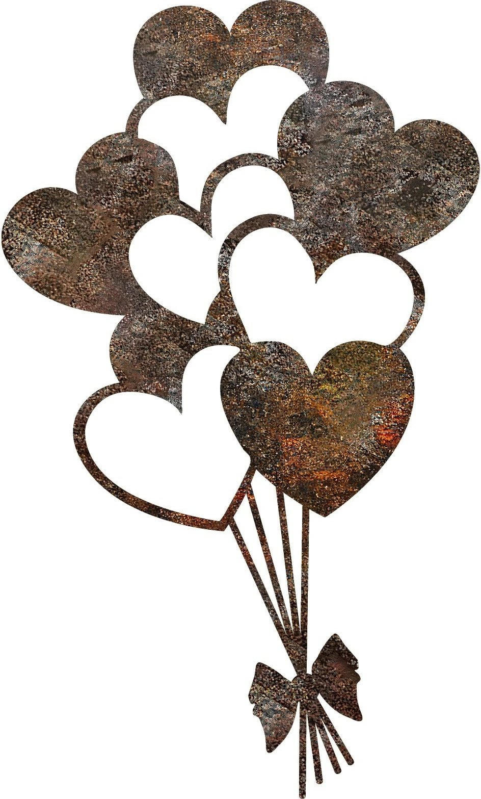 Aksesor dekorativ metalik për mur, zemra 'Rusty Heart 1', ngjyrë antike, 35x21cm