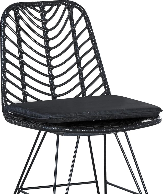 Set tavoline me dy karrige Kliton-Naoki, alumin dhe metal, anthracite e zezë, 80x80x74cm