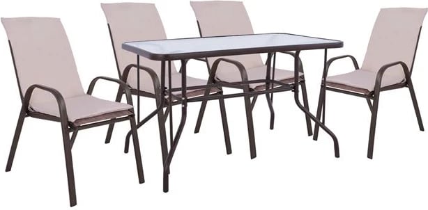 Set kopshti tavolinë & karrige FH10566.02, 5 pjesë, të kafta