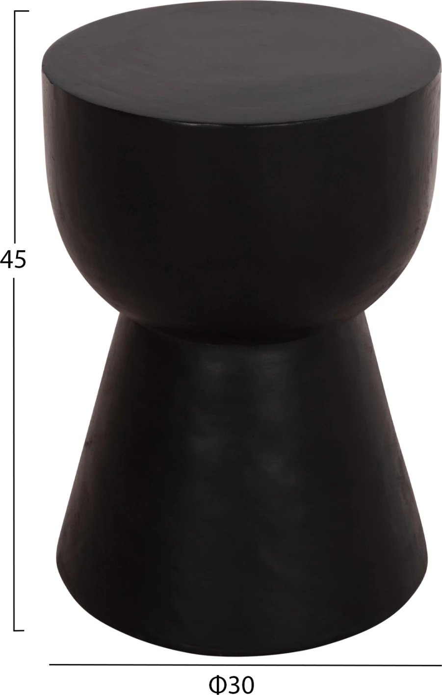 Stool i rrumbullakët Mamba, dru suar i fortë, ngjyrë e zezë, FH9901.12, 30x45cm