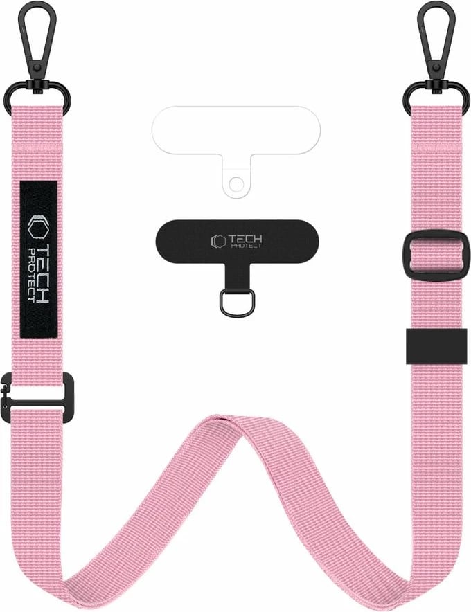 Litar për qafë dhe dorë për celular Tech-Protect C6S Rope Crossbody, rozë, set