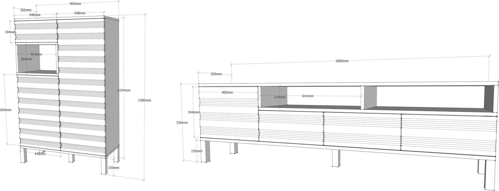 Komodë TV Skye Decor, bardhë dhe antracit, Adel