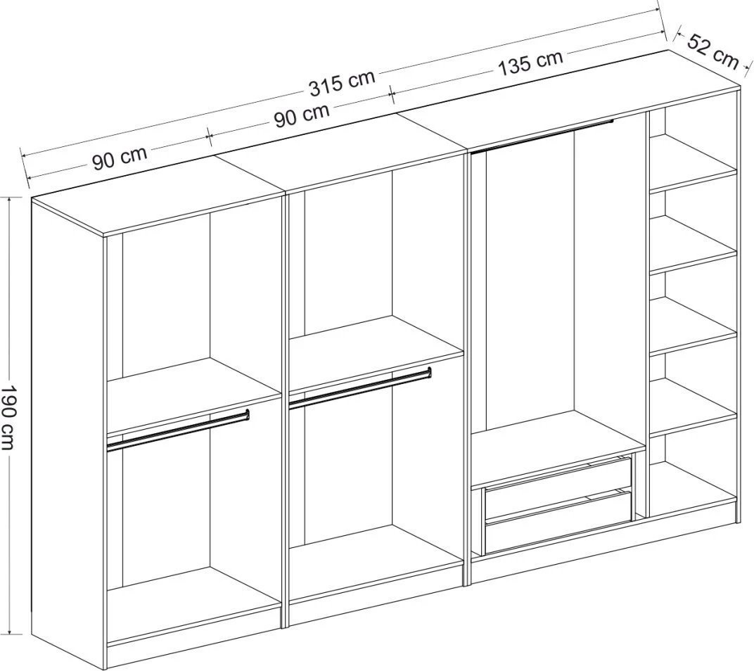 Dollap Skye Decor, ngjyrë e bardhë, Kale Country, 3835, 315x210x52cm