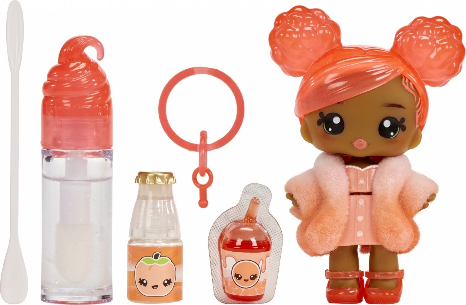Set lodër kozmetike MGA Yummiland Piper Peach me kukull dhe lipgloss, për vajza