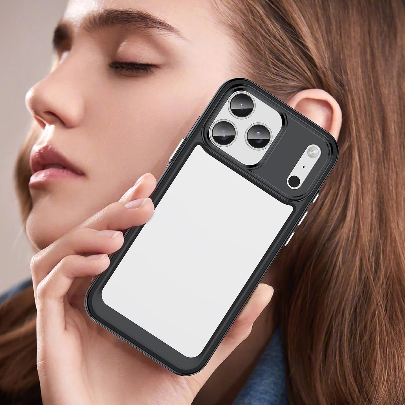 Mbështjellës Hurtel Outer Space për iPhone 17 Pro, MagSafe, i tejdukshëm me korniza të zeza