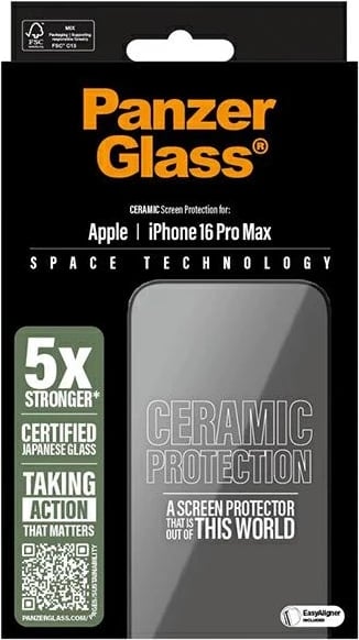 Mbrojtës ekrani qeramik PanzerGlass për iPhone 16 Pro Max 6.9" Ultra-Wide Fit
