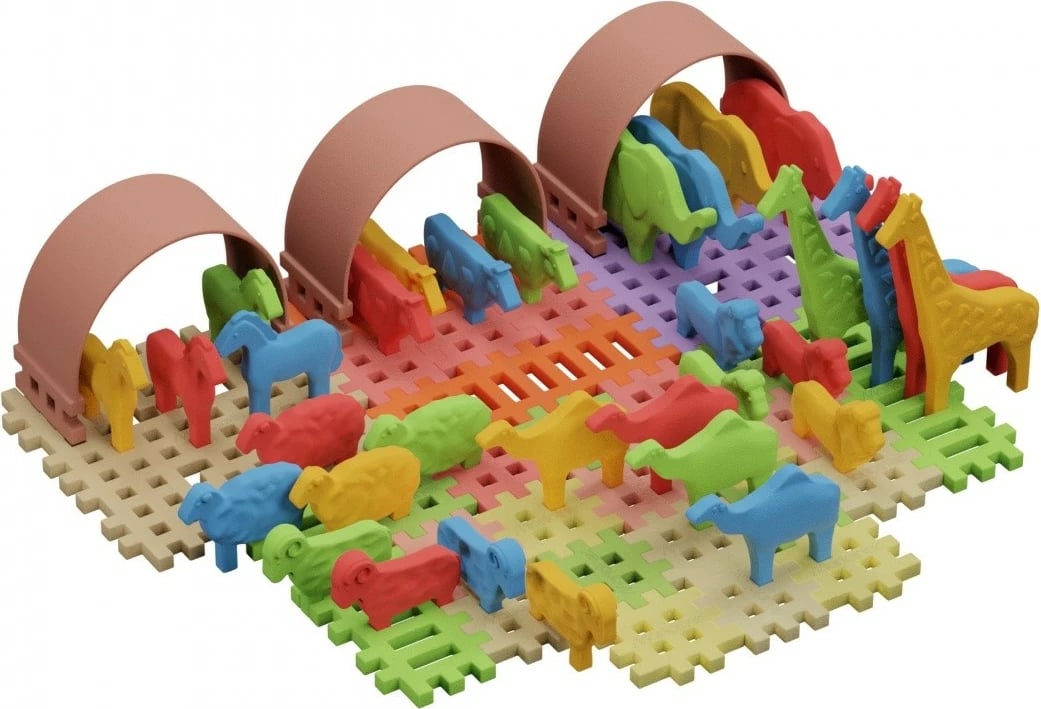 Set lodrash ndërtimi Marioinex Mini Waffle Animals, 62 pjesë, shumëngjyrëshe