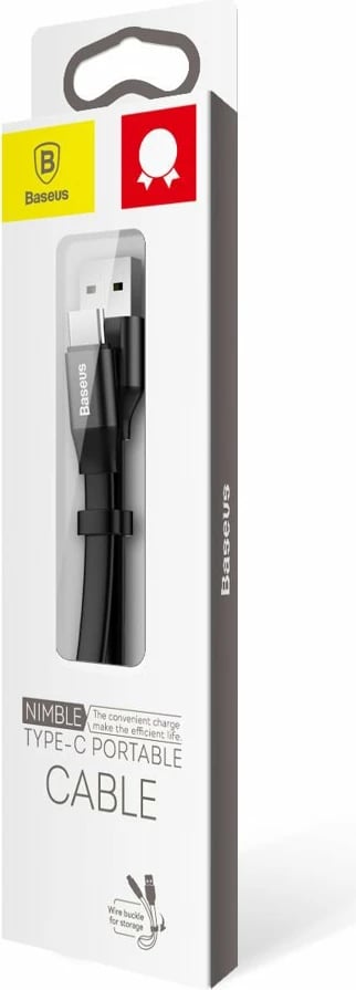 Kabllo Baseus Nimble CATMBJ-01, USB në USB-C, 0.23m, e zezë Kabllo Baseus Nimble CATMBJ-01, USB në USB-C, 0.23m, e zezë