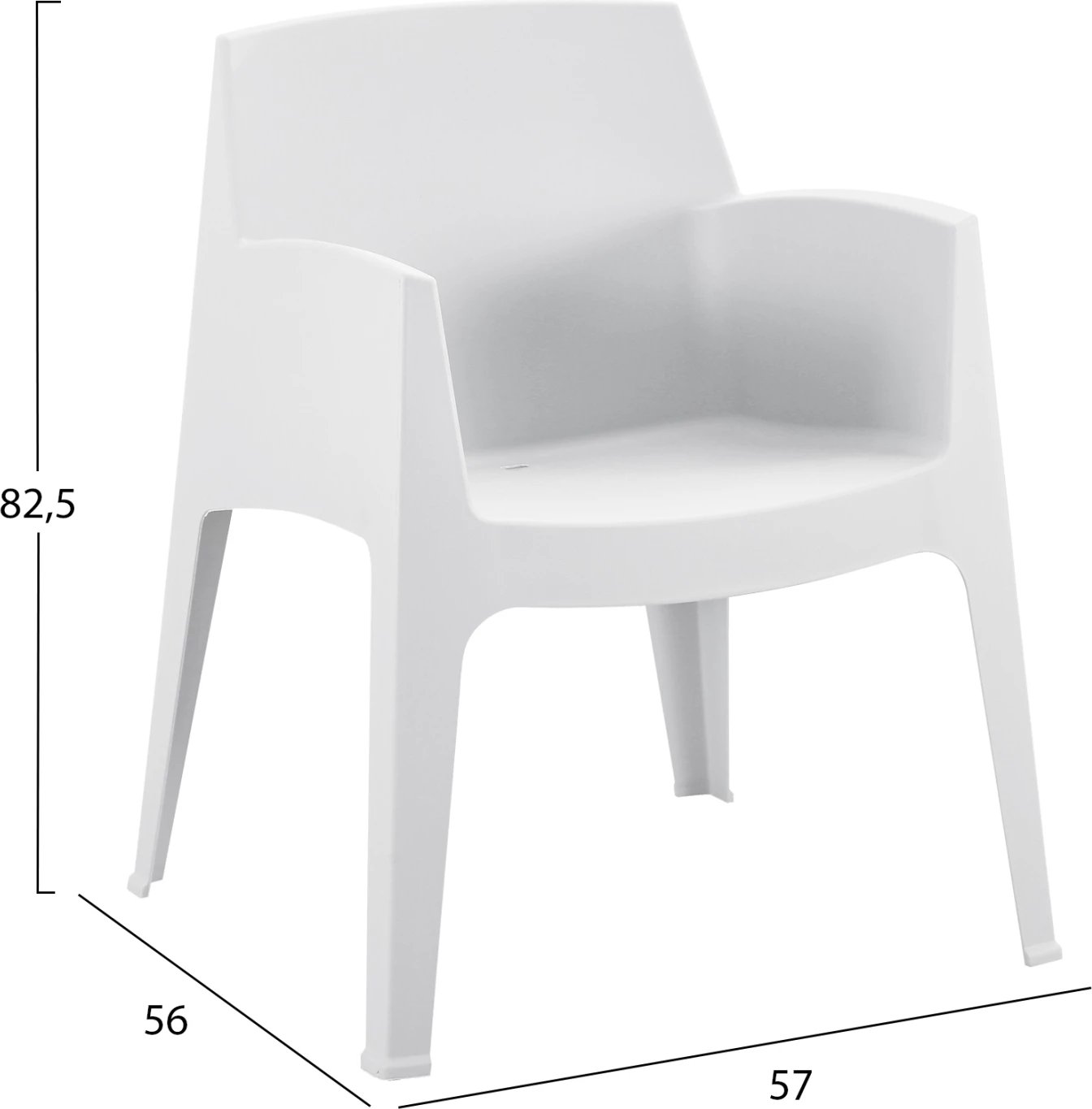 Karrige me krahë polipropileni SLEEK, e bardhë, FH6370.01, 57x56x82.5cm