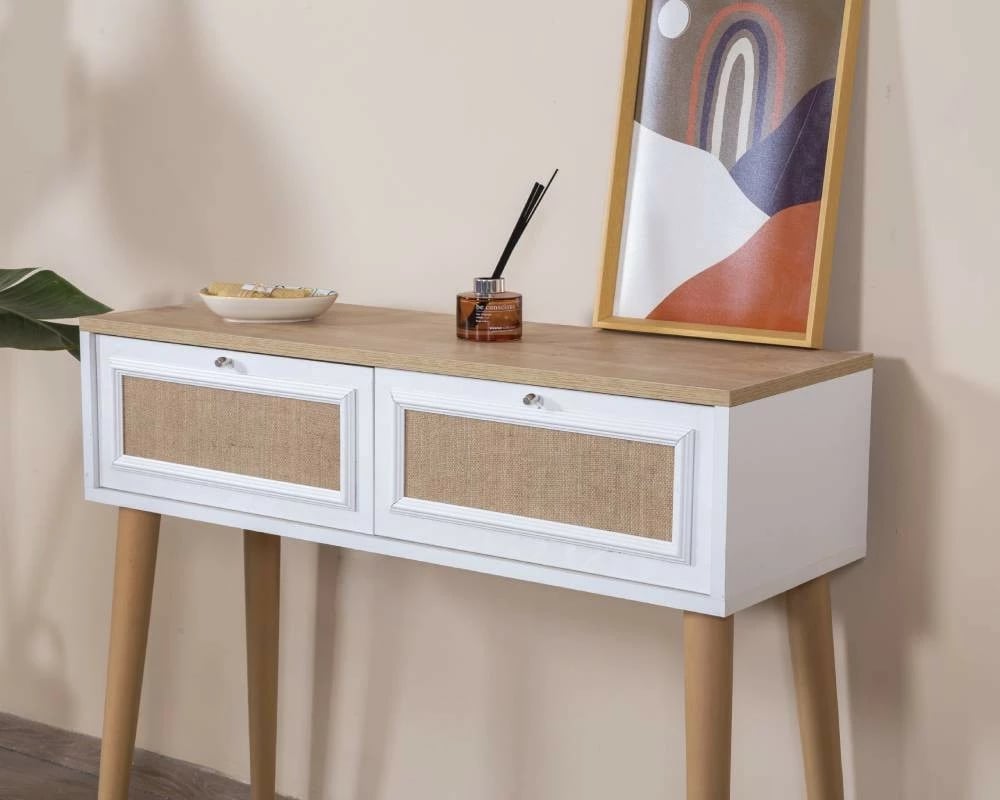 Komodë Skye Decor, montim, e bardhë, lis