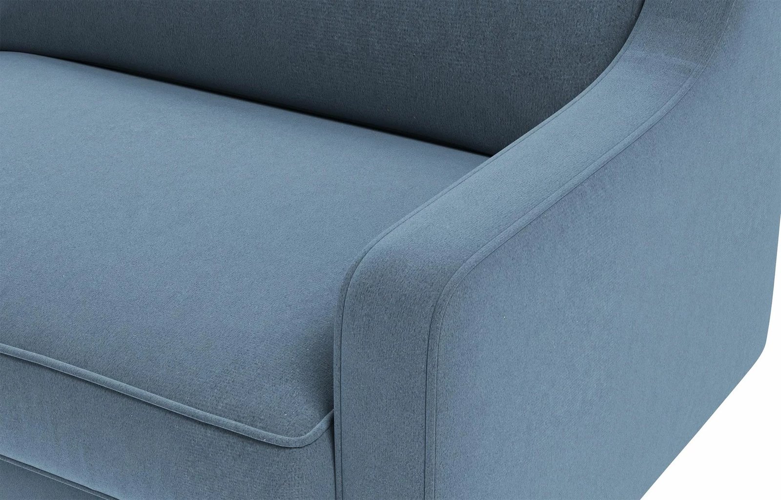 Divan treshe Robin Extra, ngjyrë ocean blue, këmbë dru arre