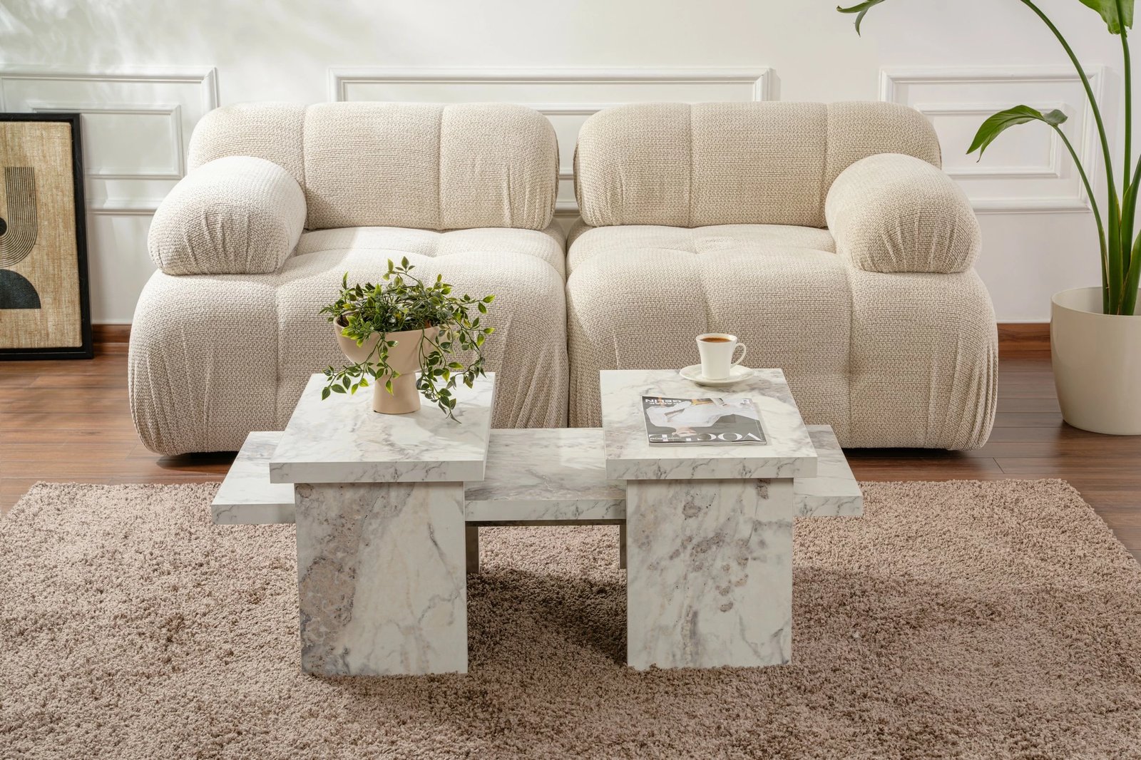 Set tavolinash kafeje Nordure, ngjyrë Freesia Marble