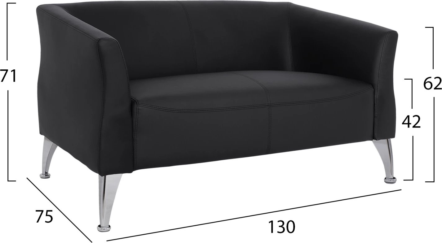 Divan 2 vendesh Kiana FH3122.21, ngjyrë e zezë, 130x75x71 cm