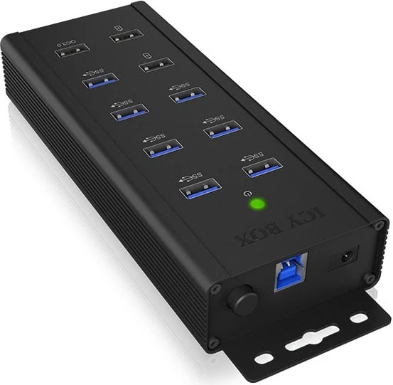 USB hub ICY BOX IB-HUB1703-QC3, 10 porta, QC 3.0, alumini, zi