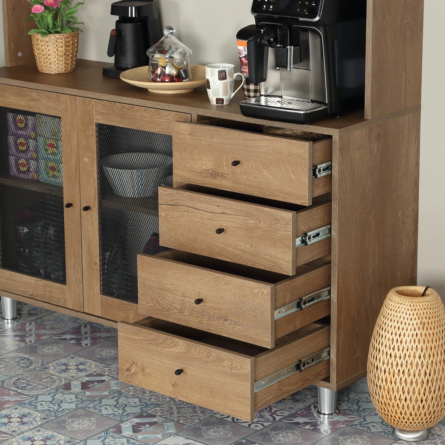 Dollap multifunksional Hanah Home, Grano 140, ngjyrë lisi kaukazian