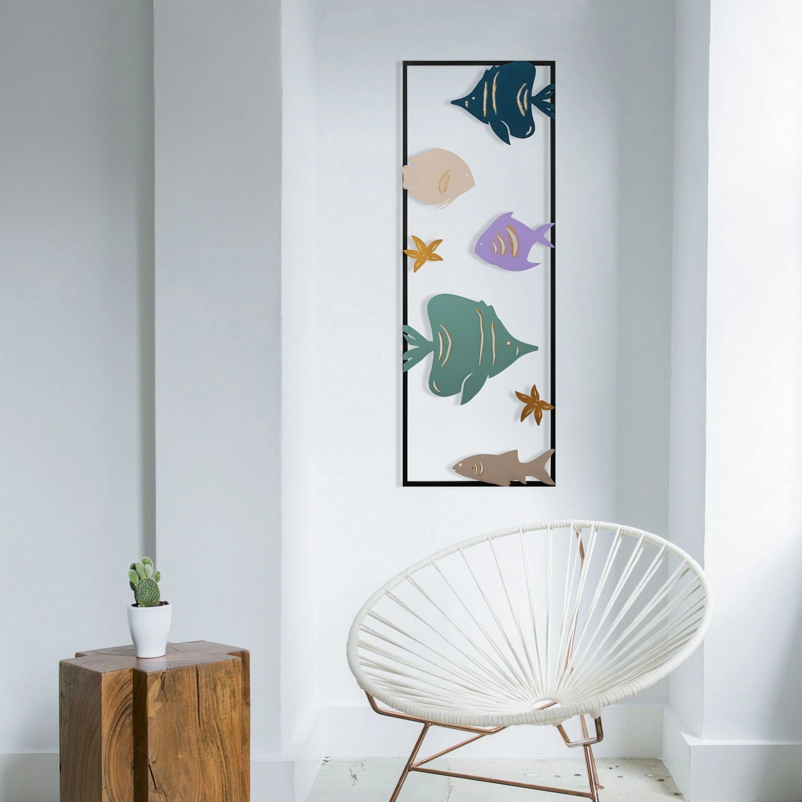 Aksesor dekorativ metalik për mur, Wallity, akuarium, shumëngjyrësh