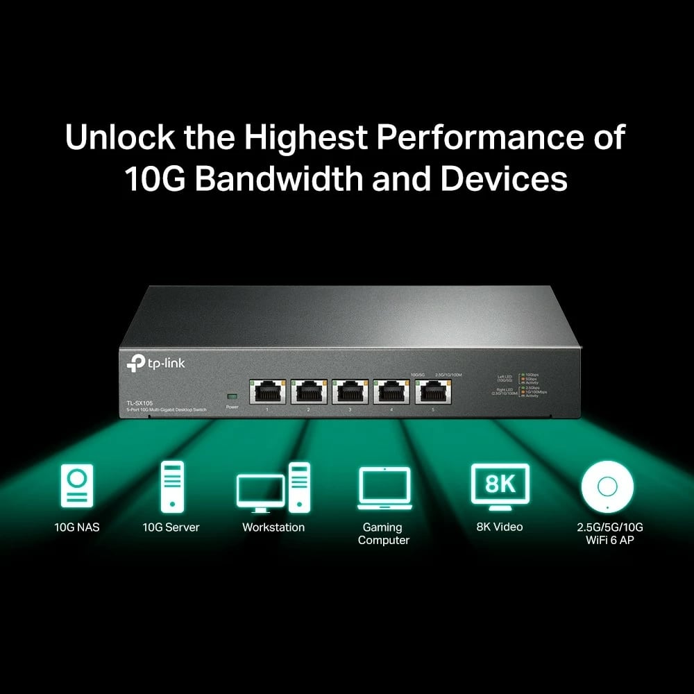 Switch rrjeti TP-LINK TL-SX105, 5x10G, desktop, metalik