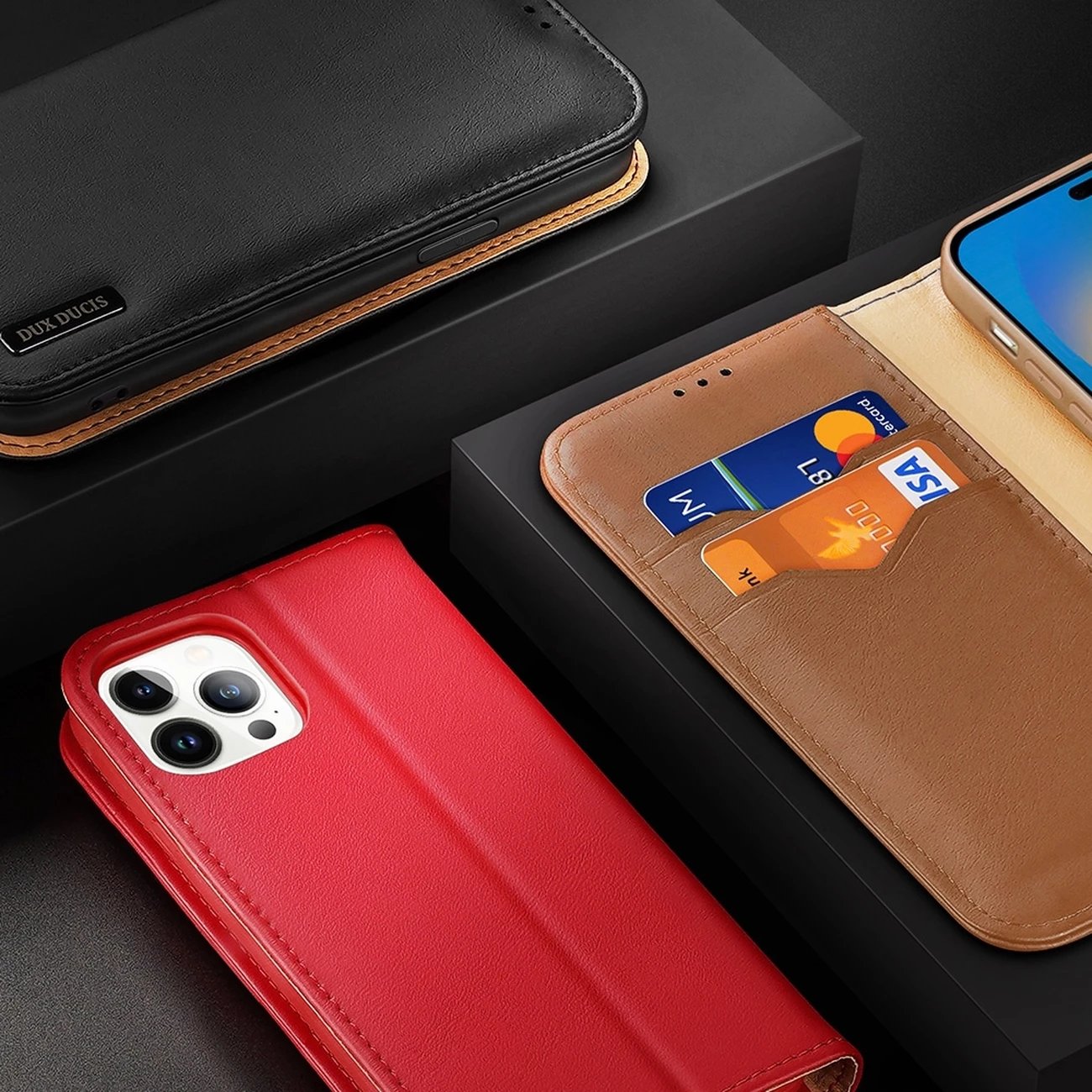 Mbështjellës Dux Ducis Hivo për iPhone 14 Pro Max, lëkurë natyrale, kafe Mbështjellës Dux Ducis Hivo për iPhone 14 Pro Max, lëkurë natyrale, kafe