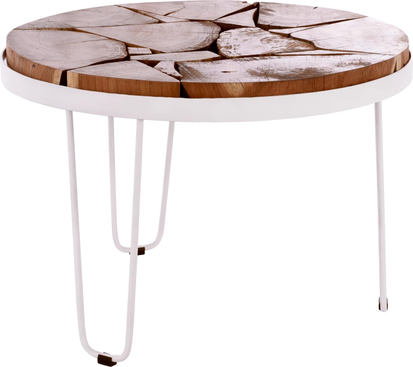 Tavolinë e shkurtë rrethore prej akacie, kornizë e bardhë, FH8366.12