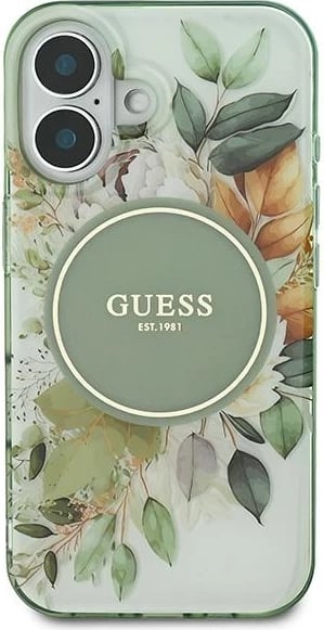 Mbështjellës Guess IML Flower & Tonal Circle MagSafe për iPhone 16 Plus, Gjelbër Mbështjellës Guess IML Flower & Tonal Circle MagSafe për iPhone 16 Plus, Gjelbër