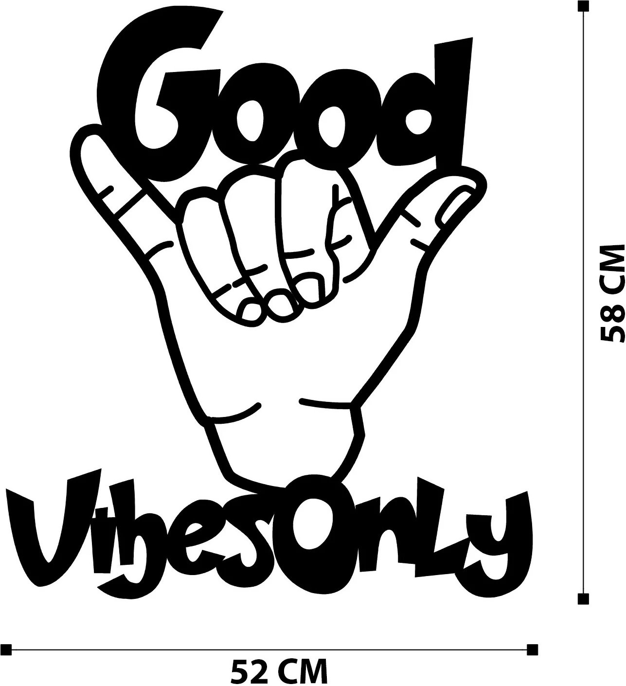 Aksesor dekorativ metalik për mur, Wallity, Good Vibes Only