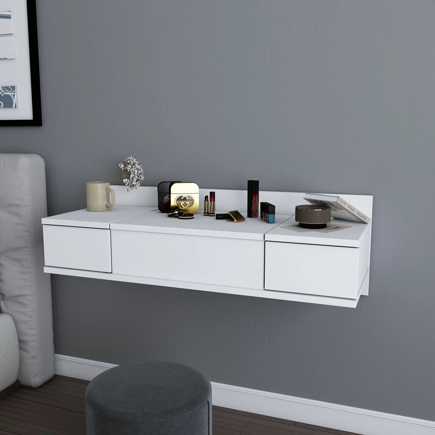 Tavolinë grimimi Skye Decor, e bardhë, Zenn