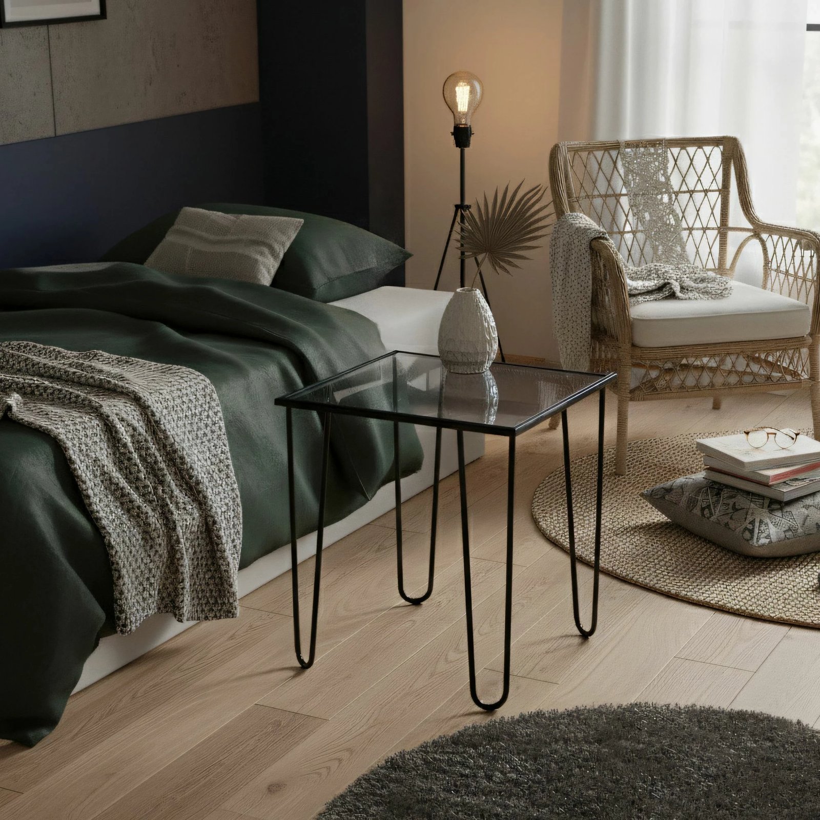 Tavolinë kafeje Skye Decor, SHB-032, xham i kalitur, e zezë, transparente