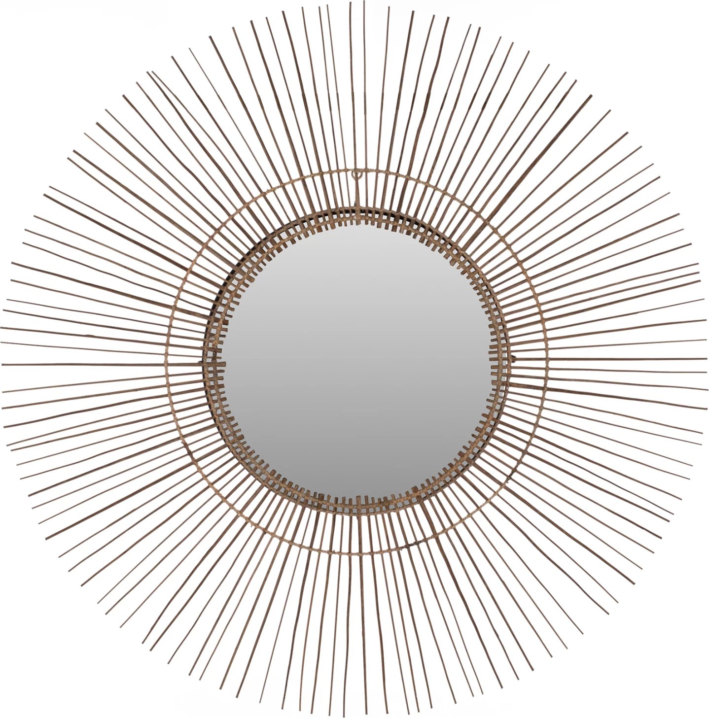 Pasqyrë rrethore me kornizë nga shkopinj kokosi, ngjyrë natyrale, 120x4x120Hcm, FH7732