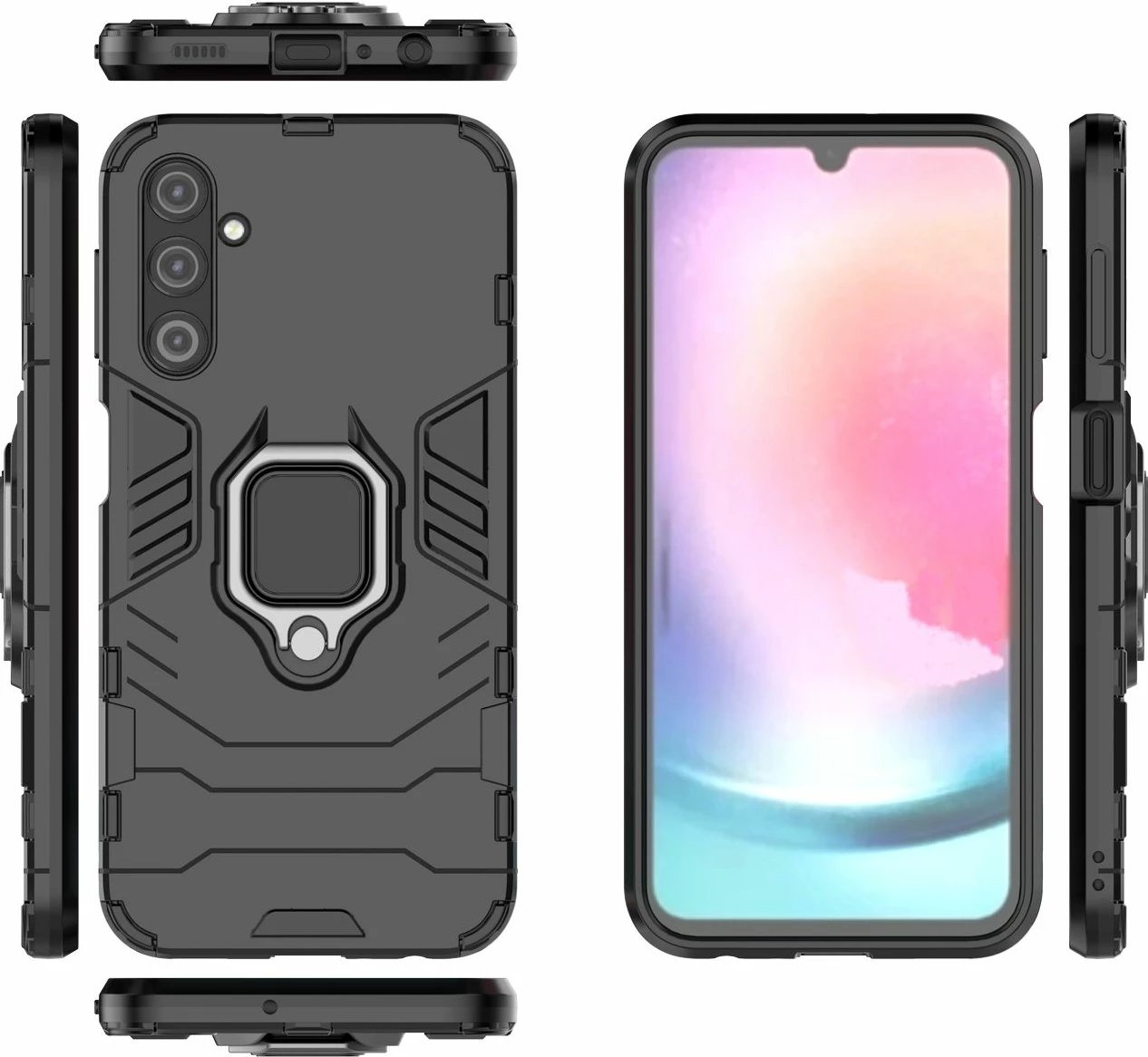 Mbështjellës Hurtel Ring Armor për Samsung Galaxy A24 4G, me unazë, i zi Mbështjellës Hurtel Ring Armor për Samsung Galaxy A24 4G, me unazë, i zi