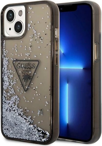 Mbështjellës Guess GUHCP14MLFCTPK për iPhone 14 Plus 6.7", Liquid Glitter Palm, i zi