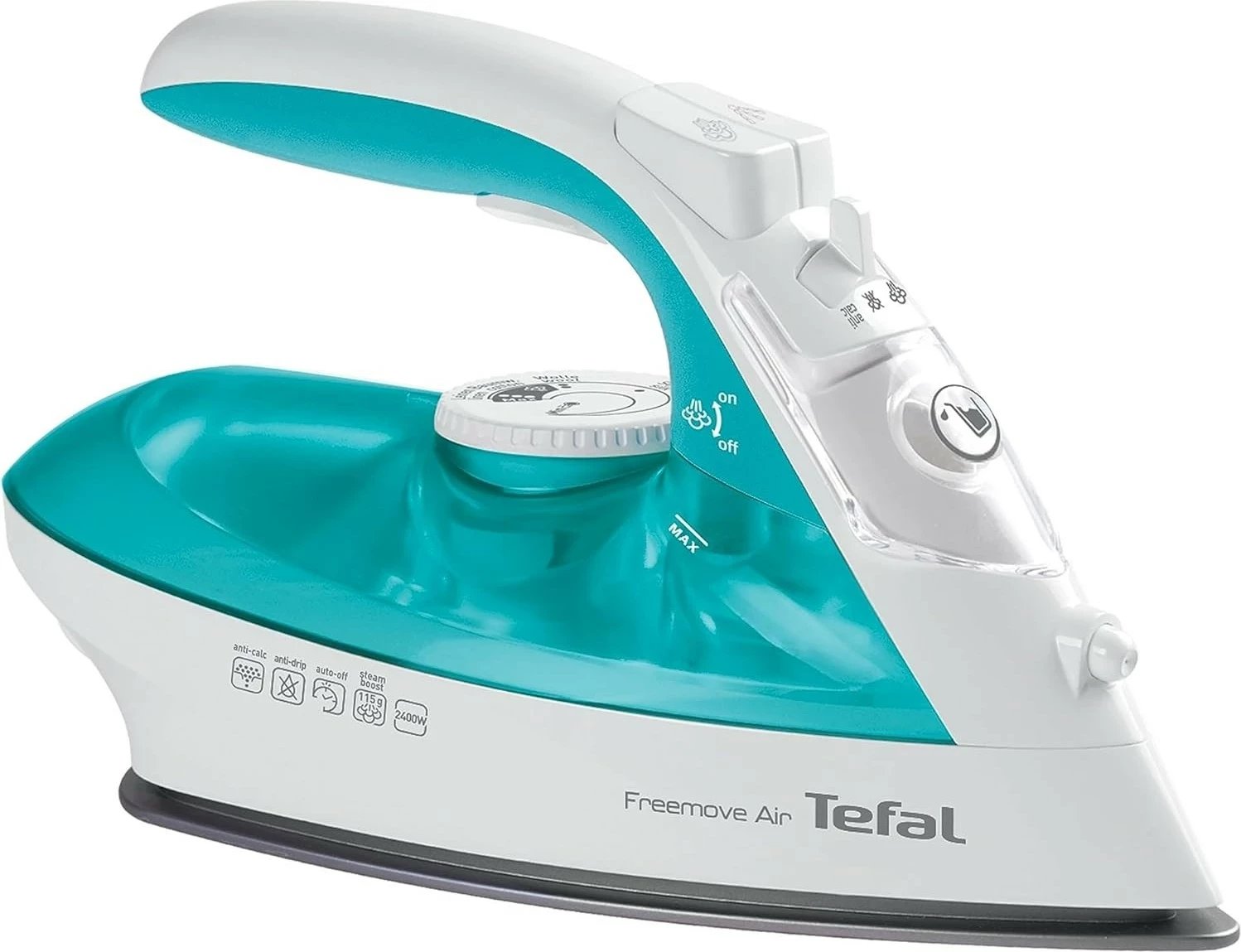 Hekur Tefal Freemove Air FV6520, pa kabllo, bardhë dhe turkuaz