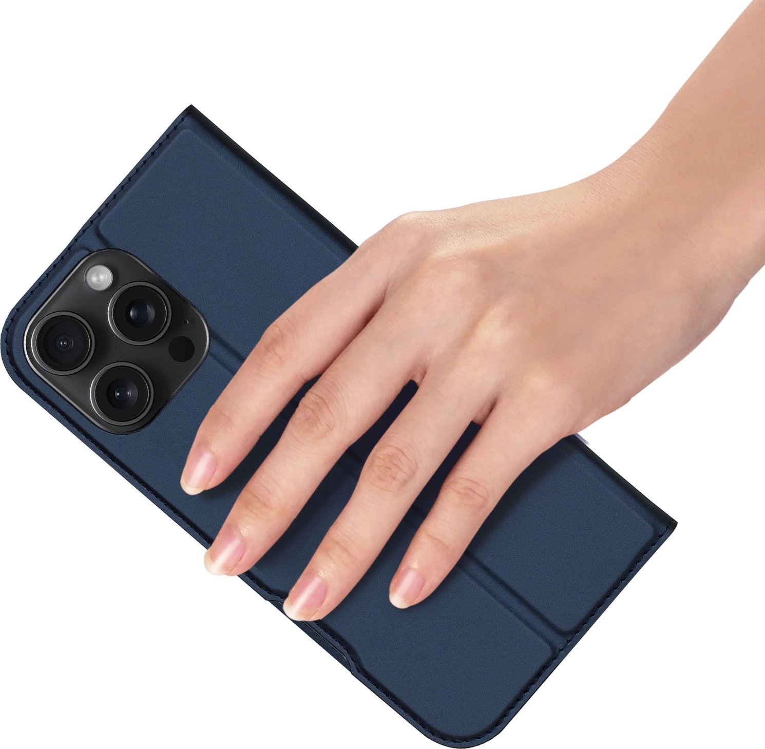 Mbështjellës Dux Ducis Skin Pro për iPhone 16 Pro Max, me kapak dhe xhep për kartela, kaltër Mbështjellës Dux Ducis Skin Pro për iPhone 16 Pro Max, me kapak dhe xhep për kartela, kaltër