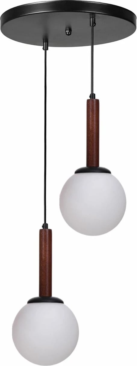 Llambadar Opviq, 9071-2, metal dhe xham, ngjyrë e bardhë, arre, e zezë