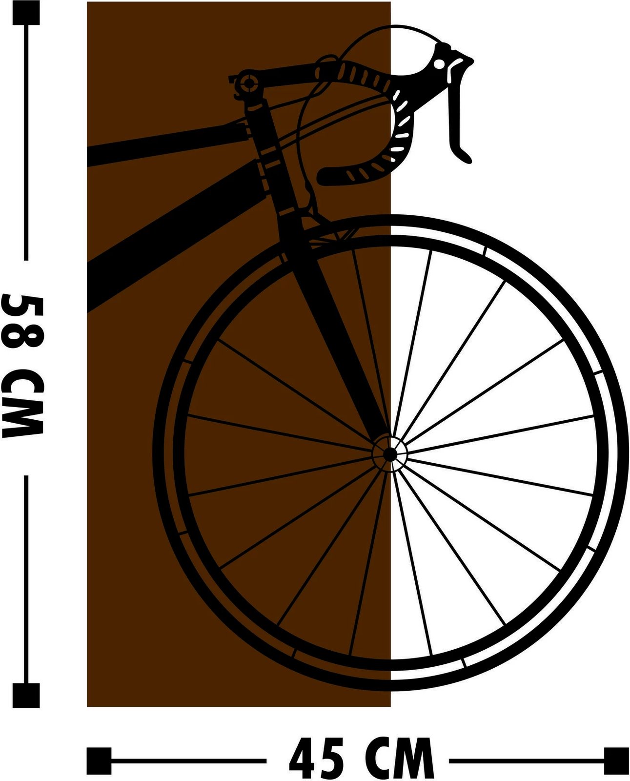 Aksesor dekorativ për mur, dru dhe metal, dizajn biçiklete, ngjyrë arre dhe e zezë, Wallity, 45x58cm