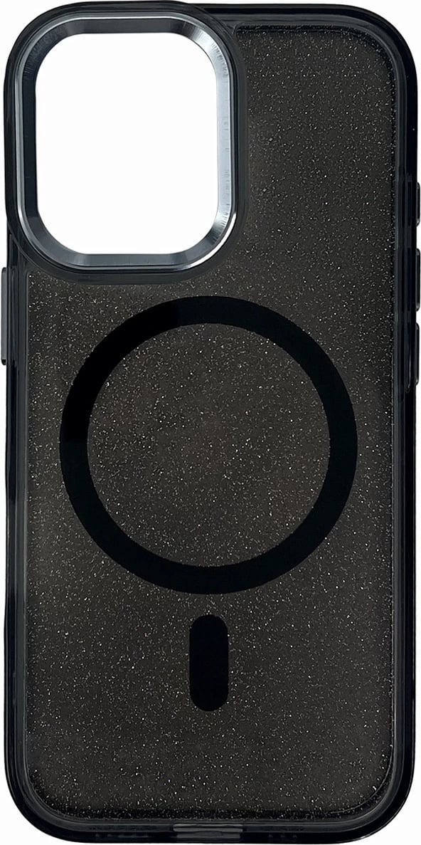 Mbështjellës Hurtel Glitter Case MagSafe për iPhone 16, i zi me shkëlqim
