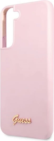 Mbështjellës Guess për Samsung Galaxy S22+, Silicone Script Metal Logo, Lavandë