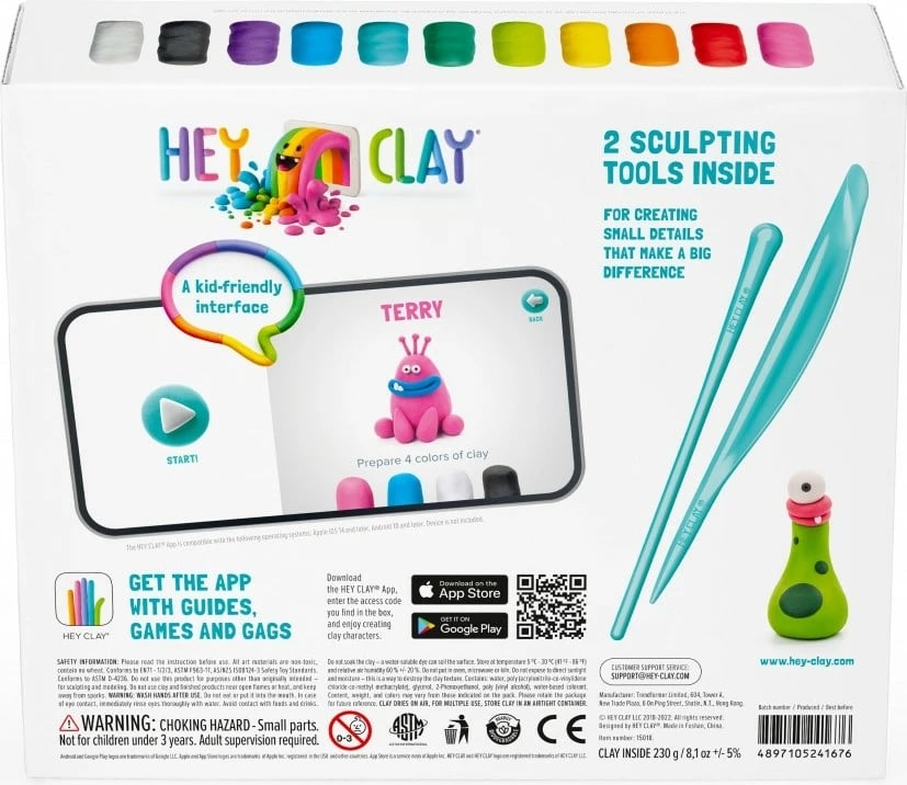 Set modelimi Hey Clay Monsters, Tm Toys, 15 kanaçe, 11 ngjyra