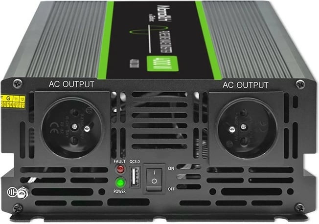 Konvertues voltazhi Qoltec Monolith 51935, 2000W/4000W, 12V në 230V, Pure Sine Wave, Grafit