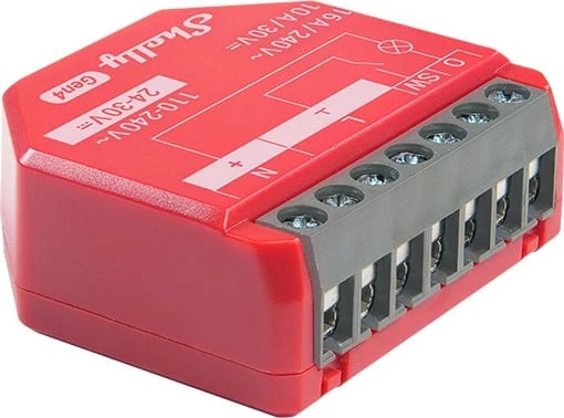 Relé inteligjent Shelly 1PM Gen4, 16A, WiFi, Zigbee, Bluetooth, matës energjie, kuqe