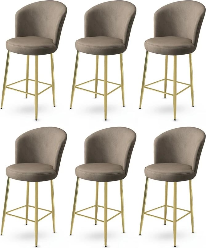 Set karrigesh për bar (6 copë), Hanah Home, Fora, kapuçino, ari