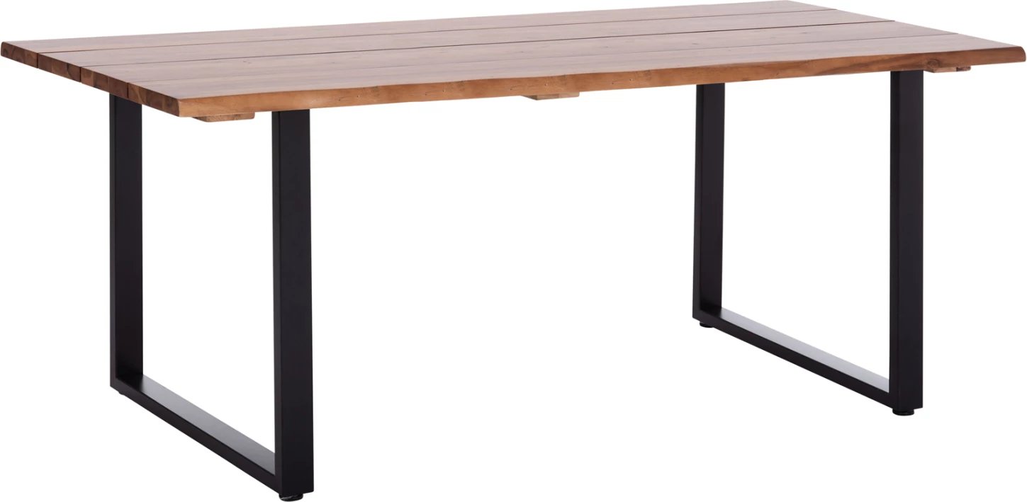 Tavolinë ngrënie për jashtë FRIGGO, dru akacie natyrale, këmbë metalike, 200x100x76cm