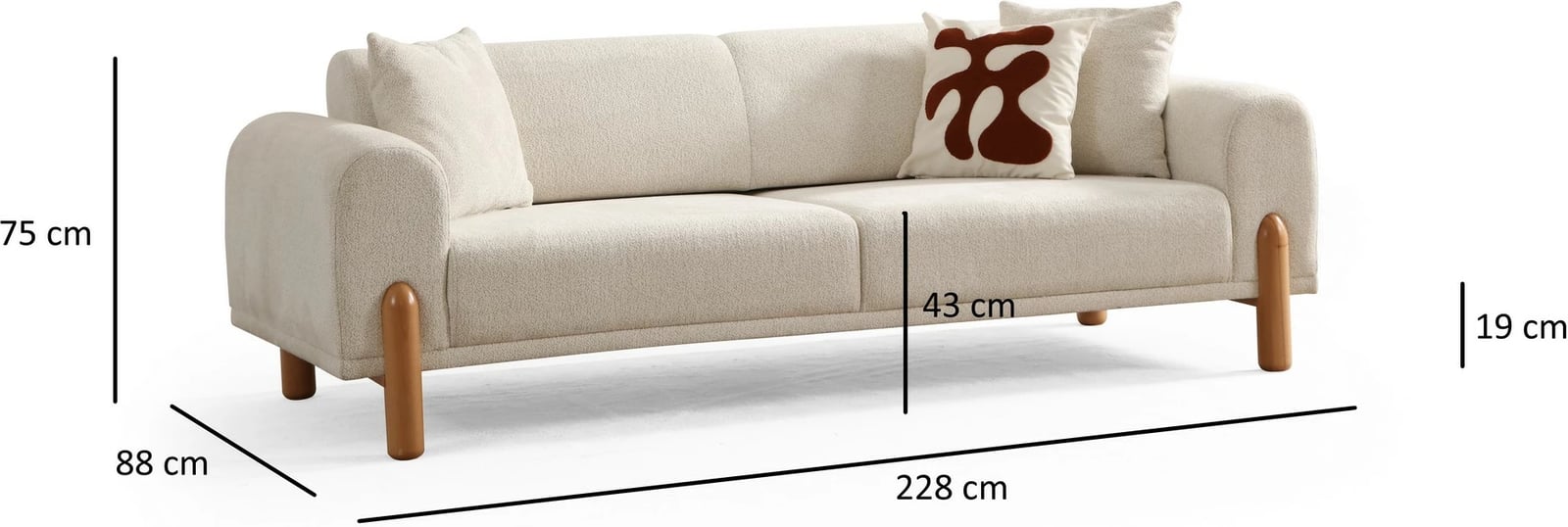 Divan-krevat treshe, ngjyrë krem, Lyke 3 vendësh