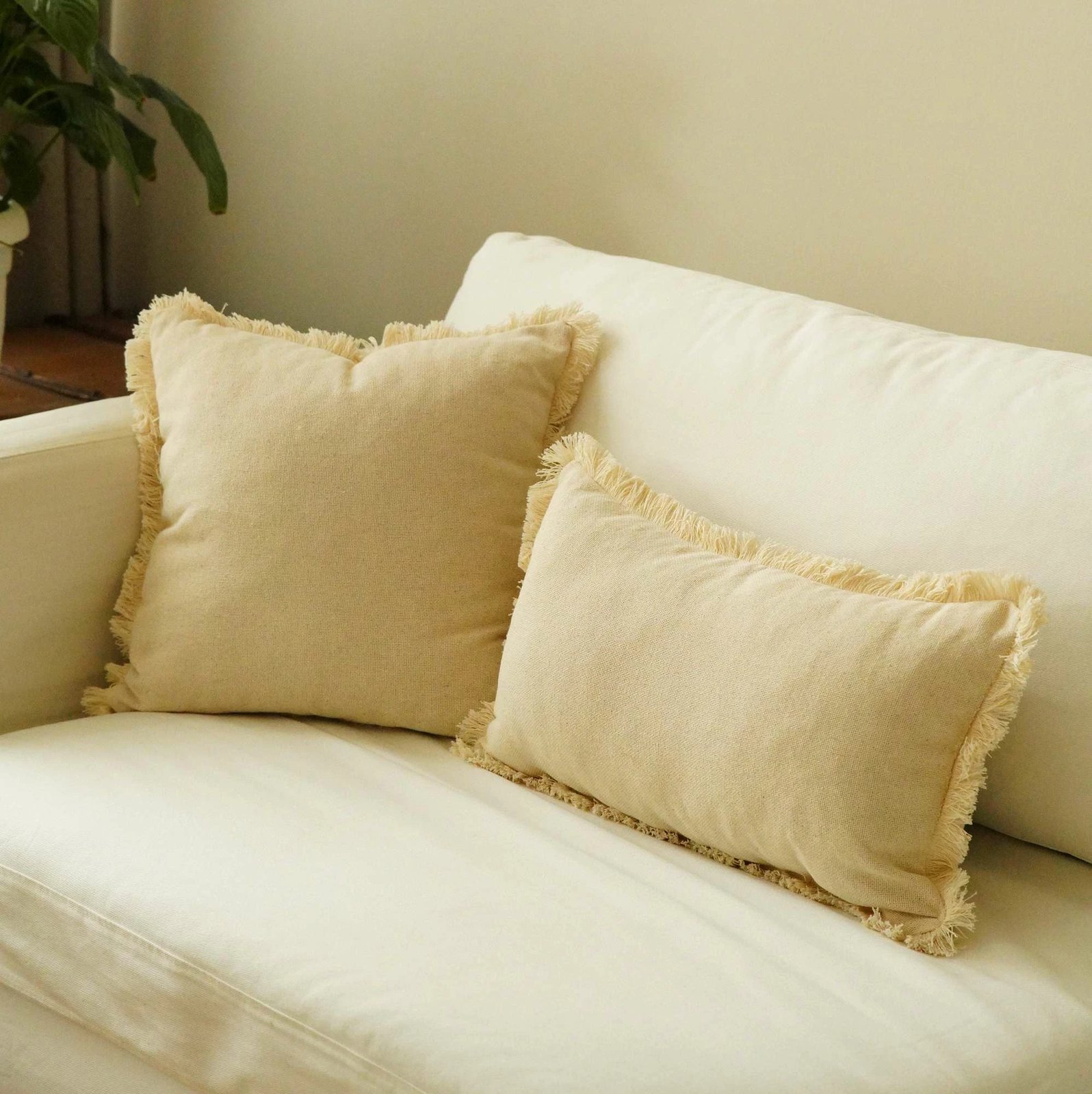 Jastëk mbulesë, 100% pambuk, ngjyrë bezhë, KET006, 30x50cm