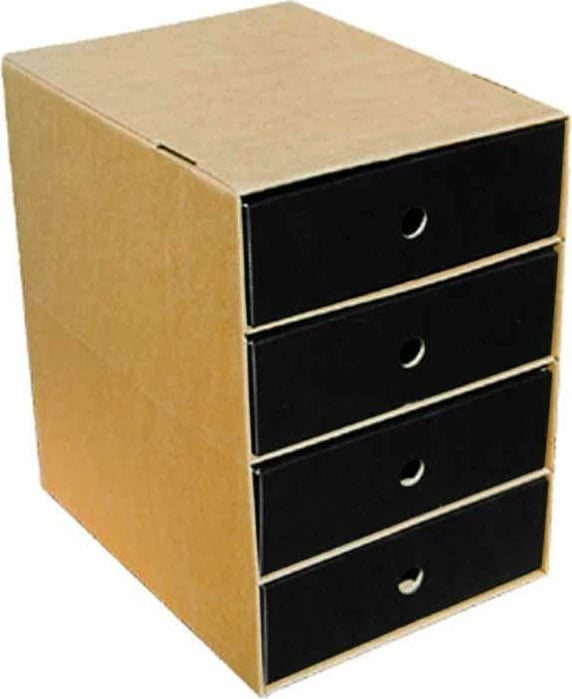 Njësi sirtarësh NEXT 04035-09, karton klasik, 4 sirtarë, Ngjyrë e zezë