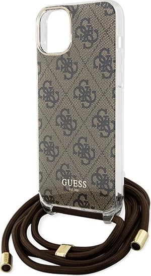 Mbështjellës Guess Crossbody Cord 4G Print për iPhone 15/14/13, Kafe