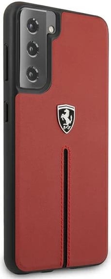 Mbështjellës Ferrari Off Track për Samsung Galaxy S21+, lëkurë natyrale, kuq
