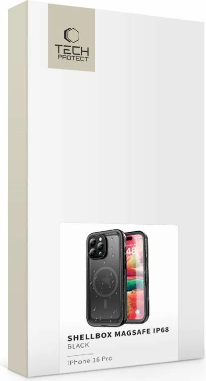 Mbështjellës Tech-Protect ShellBox MagSafe IP68 për iPhone 16 Pro, i zi