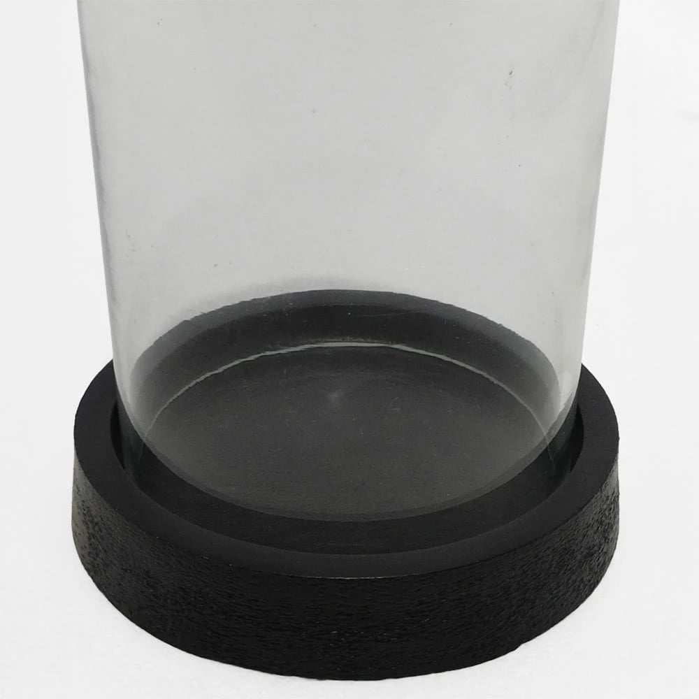 Mbajtës qirinjsh TITUL, alumin i zi, xham transparent, 16x16x22 cm