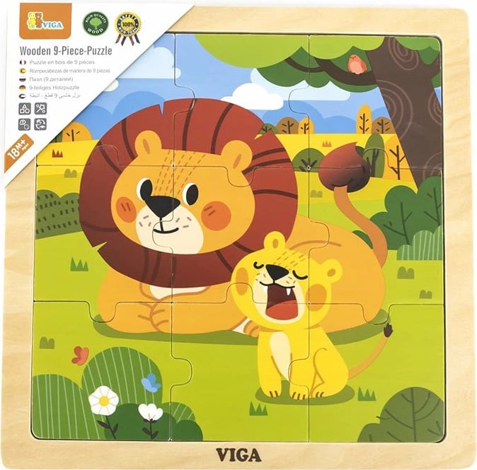 Puzzle druri, Viga, Lion, 9 copa, shumëngjyrësh